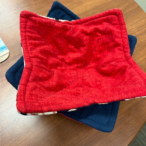 Red Sox and Baseball print Fabric Bowl Cozy - Picture 2 of 4